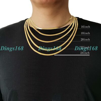 Unisex 18K Yellow Gold Filled 24inch 4mm wide Italian Herringbone