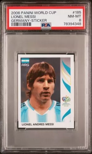 2006 Panini World Cup Germany Sticker 185 Lionel Messi 1st World Cup PSA 8