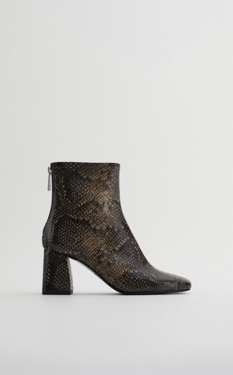 ZARA WIDE HEELED SNAKE ANKLE BOOTS MULTICOLOR SZ EUR 39 NEW