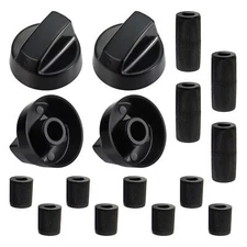 4 Pack Black Universal Stove Control Knobs 12 Adapters Oven Range Compatible