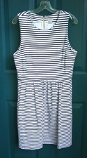 J. Crew Black & White Striped Knit Sleeveless Dress Zipper Close - Sz L - EUC