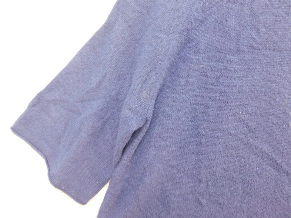 Calypso St Barth Womens XS Cashmere Navy Blue Short Sleeve Boxy Pullover Sweater - Image 4 of 4