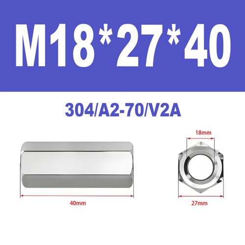 Langmuttern Gewindemuffen Niro M2-M24 Edelstahl A2 V2A DIN 6334 Außensechskant - Bild 136 von 155