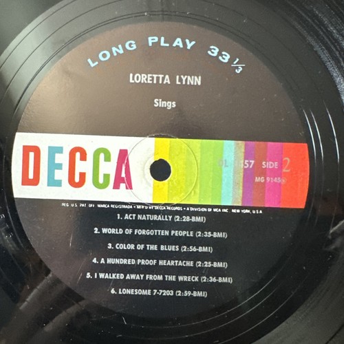 Loretta Lynn / Loretta Lynn Sings Lp Decca 4457 Mono - Picture 6 of 8