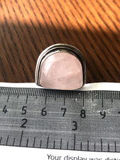 Large VINTAGE Statement Ring Rose Quartz STERLING SILVER RING SIZE 9 3/4 10 G