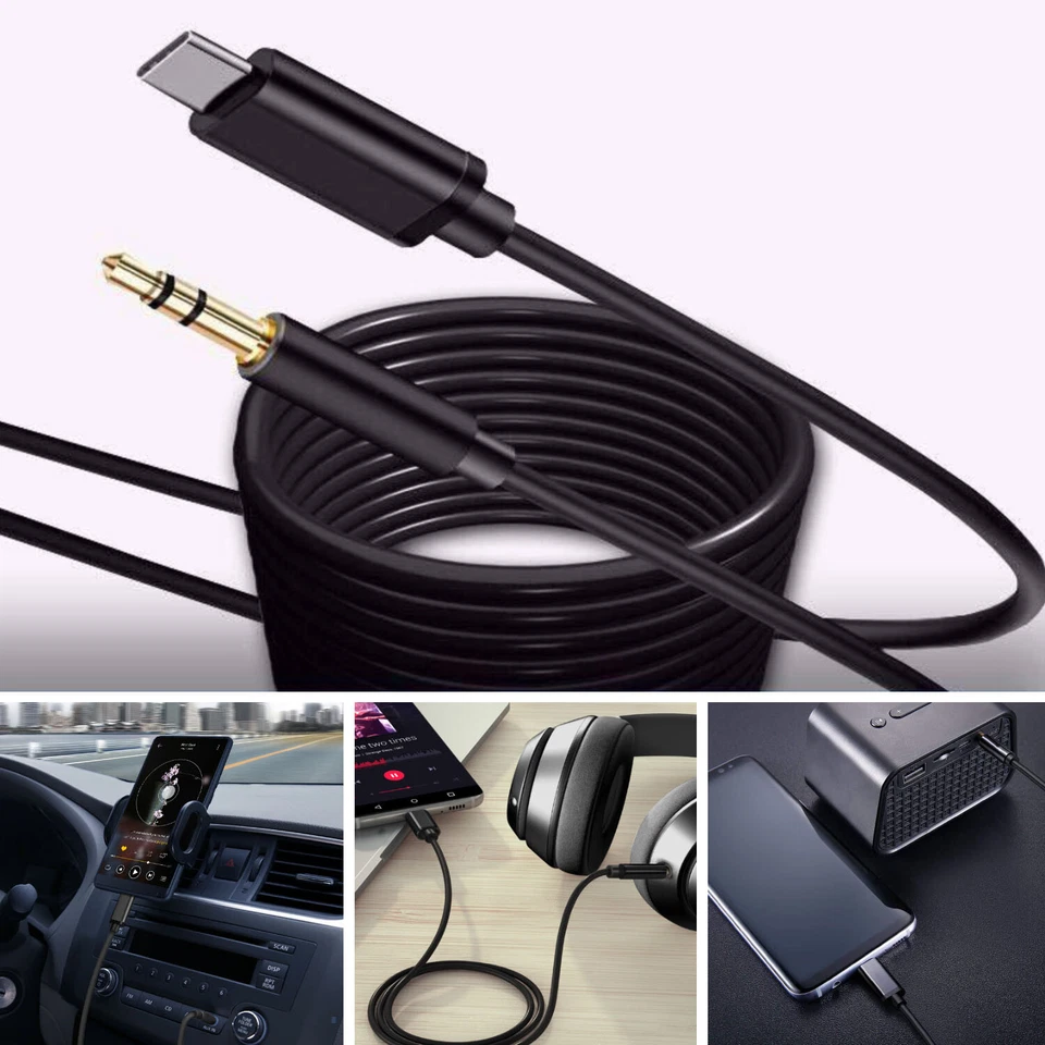 USB-C на AUX 3,5 мм аудио кабель адаптер Galaxy S8 S9 S10 S20 S21 Note 8 9 10 3 фута - Изображение 3 из 4