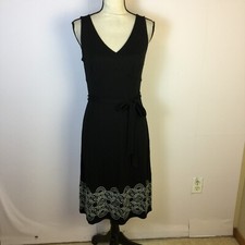 Ann Taylor Loft A-line Dress Size 6 Womans Black Knit V-neck Sleeveless Vtg Y2K