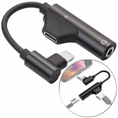 auvisio Kopfhörer-/Lade-Adapter für iPhone, 3,5mm-Klinke, Lightning-kompatibel