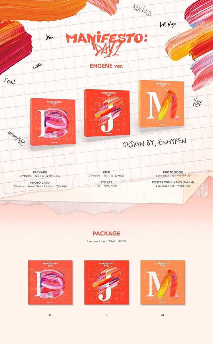 ENHYPEN [MANIFESTO:DAY 1] Album ENGENE Ver M VER CD+Buch+2 Karte+