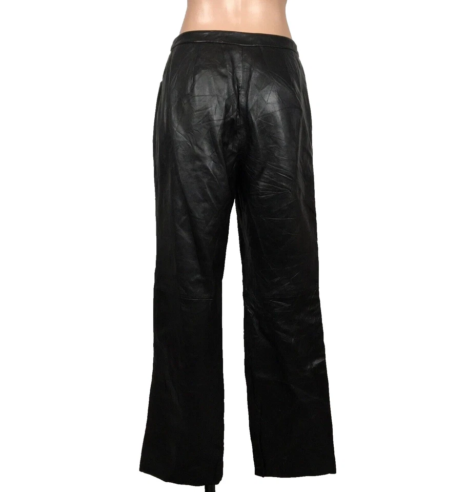 Pantalones de cuero de cordero suave negro Caslon para mujer 6 entrepiernas 31 motocicleta de colección años 90 y2k Foto 2 de 4