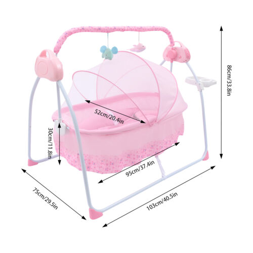 Elektrische Babywiege Babybett Automatische Schaukel Babywippe Kinderbett Rosa - Bild 4 von 17