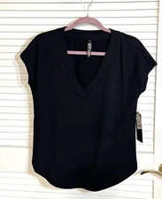 90 Degree Active Shirt Top Blouse Black Size Small Women Cap Sleeve NWT