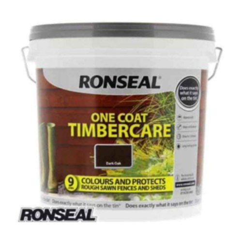 9L Dark Oak Ronseal One Coat Timbercare Fence Life Garden Shed &amp; Fence Paint UK
