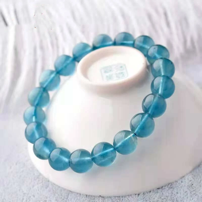 Natural Blue Fluorite Quartz Crystal round Beads Bracelet AAAA8mm - Image 2 of 3