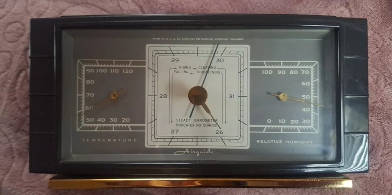 Airguide Instrument Company Chicago Desk Barimeter Thermom Vintage USA Humidity 