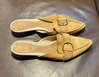Latitude Femme Tan Distressed Leather Mules Made in Italy-Size