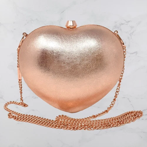 Michael Kors Heart Clutch Bag Chain Crossbody Bag Pink Gold