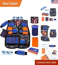 Complete Tactical Vest Bundle for Nerf Battle - Darts, Mask  Protective Glasses