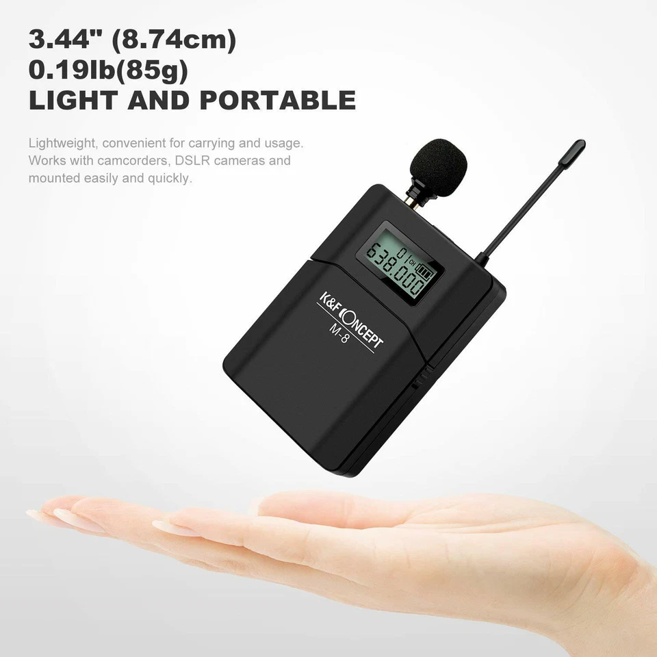 K&F Concept UHF Unidirectional Wireless Lavalier Microphone for Nikon Canon 70m - Image 3 of 4