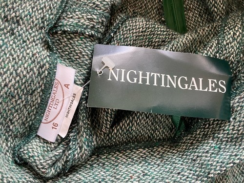 A6 Vintage Nightingale Green Wool Silk Mix Maxi Skirt Jacket Suit UK 14 / 16 New - Picture 14 of 18