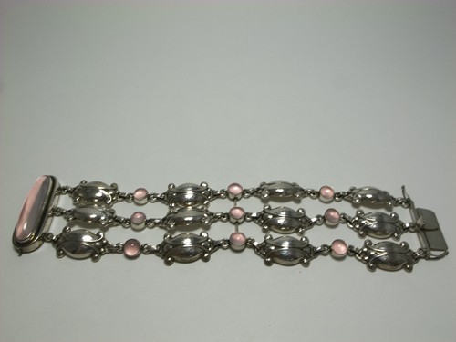 Georg Jensen Bracelet #11 Rose Quartz Moonlight Blossom Silver 925 - Picture 3 of 12