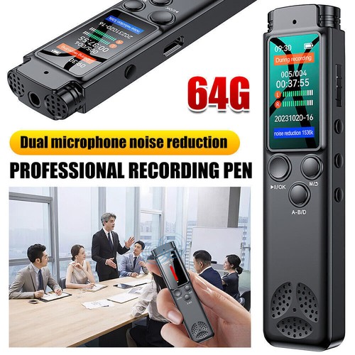 64G Digital Voice Activated Recorder Mini Audio Recording MP3 Device for Meeting