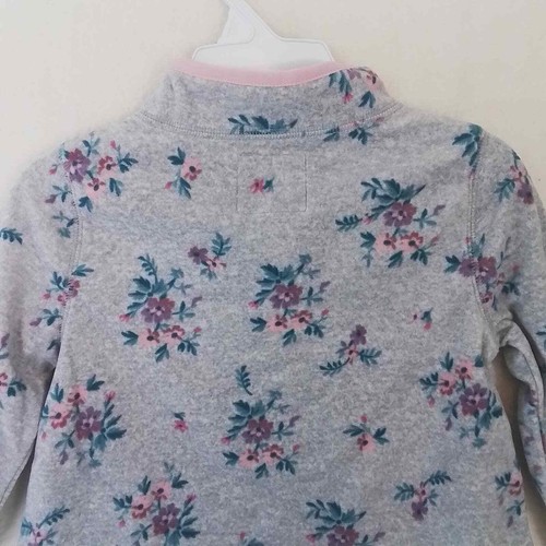 Oshkosh 1/4 Zip Fleece Pullover Size 5T in Grey w/ Floral Print - Picture 5 of 11
