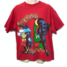 Vintage Garfield Odie Red Stocking Stuffer Christmas Holiday Tee Shirt USA Made