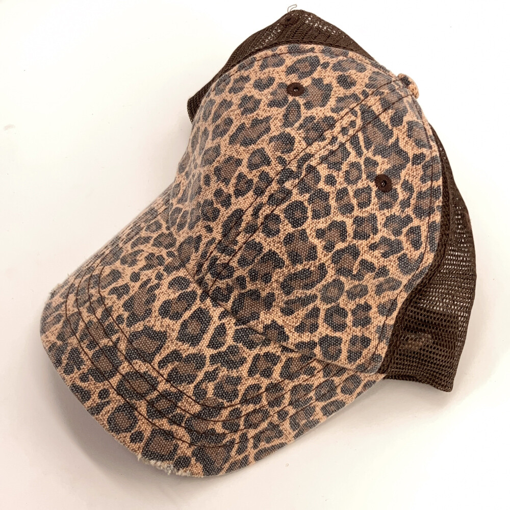 Leopard Print Snapback Mesh Baseball Cap - image 1