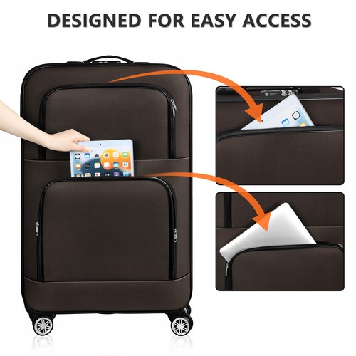 20 Zoll Handgepäck Koffer ABS Reisegepäck Tasche mit Spinner Rollen Schloss Braun - Bild 7 von 10