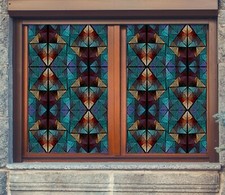 3D Blue Square ZHU475 Window Film Print Sticker Cling Stained Glass UV Zoe
