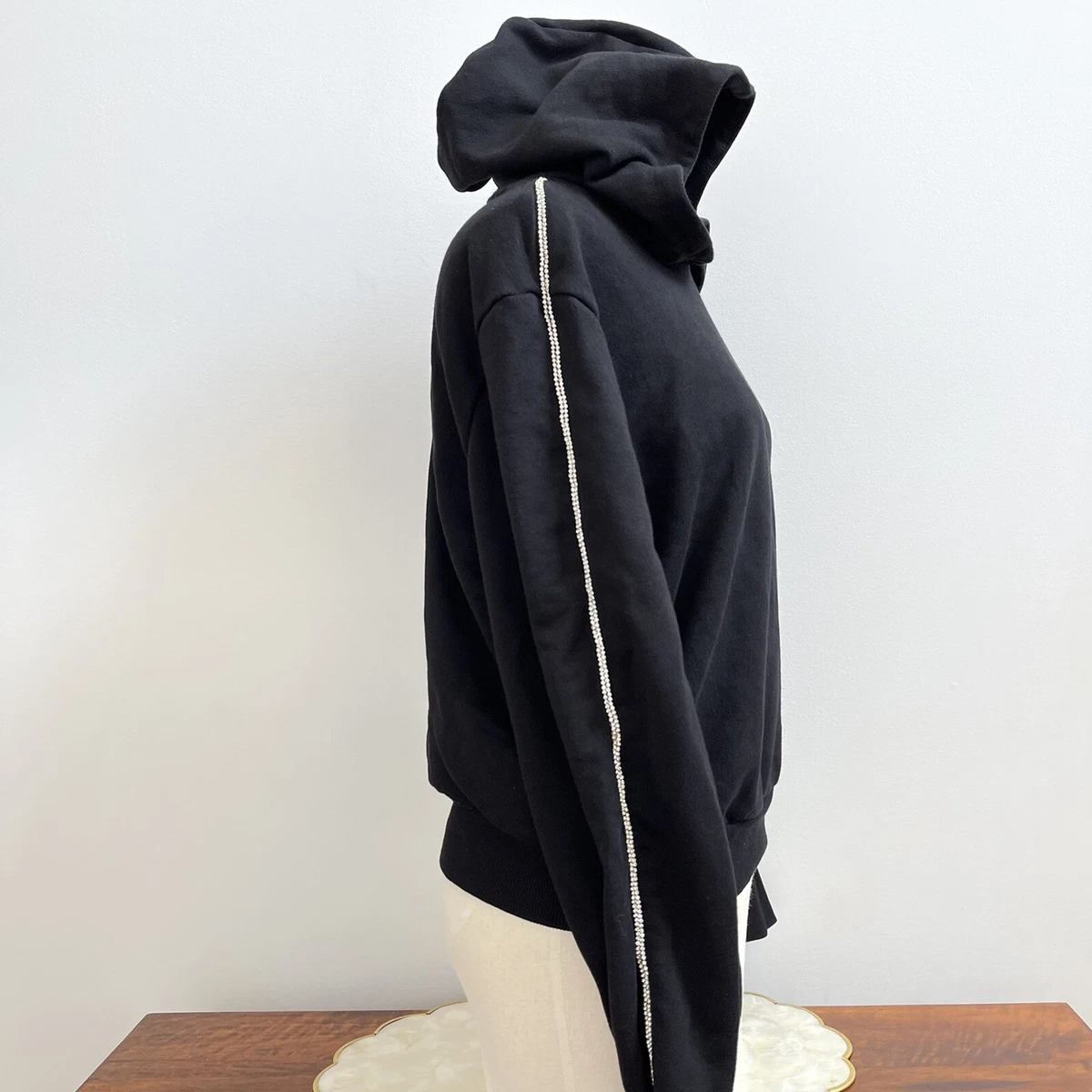 Olivia Culpo x INC Rhinestone Bling Hoodie Black Sweatshirt M/L | eBay