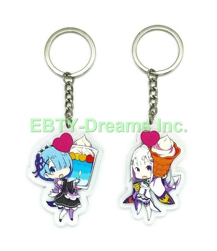 Set of 2 Re:ZERO Starting Life World Anime Acrylic Keychain Rem Emilia v2 - Bild 1 von 2