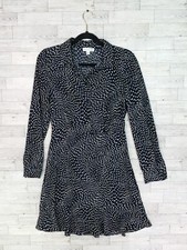 Women's Warehouse Willow Black Blue White Geometric Print Polyester Dress Sz 10