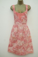 FAT FACE IVORY PINK RED FLORAL COTTON SUN DRESS SIZE 18 EMBROIDER TRIM