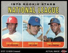 1970 Topps #654 Oscar Gamble NL Rookies Phillies / Cubs / Pirates ROOKIE 3 - VG