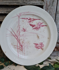 ANCIEN PLAT ROND TERRE DE FER DECOR OISEAUX CANOVA BWM&C BOURGEOIS PARIS