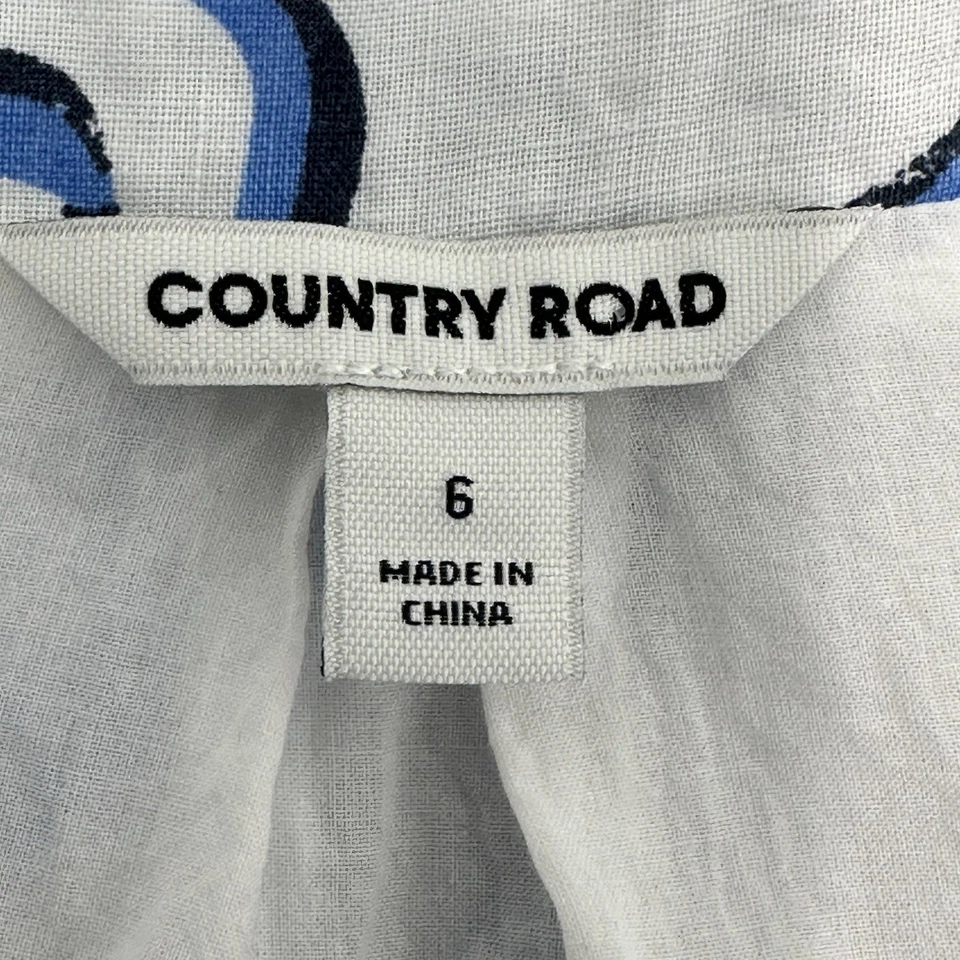 Country Road Abstract Floral Tie Detail Mini Dress Women AU 6 Puff Sleeve Lined - image 3 of 4