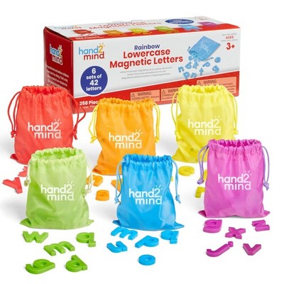 hand2mind Rainbow Lowercase Magnetic Letters, Set of 6, Medium, Multicolor