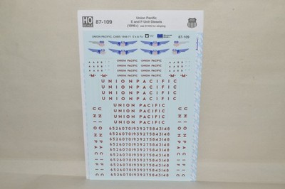 HO scale Microscale decals 87-109 Union Pacific RR EMD E F unit locomotive WINGS