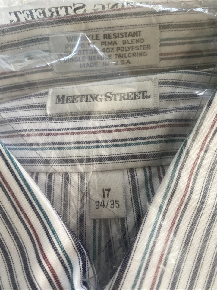 NUEVO CON ETIQUETAS NOS Camisa Meeting Street Resistente a Arrugas Pinpoint Pima Mezcla 17 34 35 Foto 3 de 4