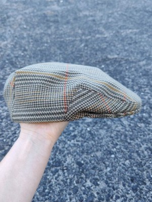 Vintage Barbour Dean Cap XL Blue/Gold 100% Wool Made in Scotland 2000s