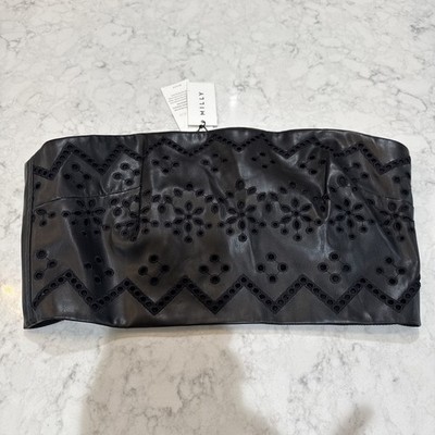 Milly Women's Black Vegan Leather Corset Top Size Medium NWT