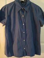 Gap Womens Sz Large Blue 100% Cotton Short Sl...
