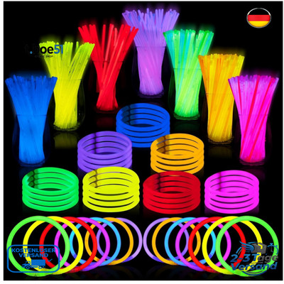 JOYIN Neon Knicklichter Set 100 Stück 7 Farben Partydekoration Halloween Fest
