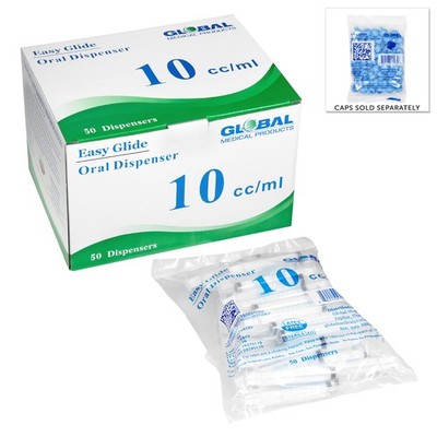 Global Medical Products - 10cc ORAL Syringe - QTY 50 - Sterile - NO TIP CAPS