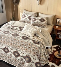 Southwestern Aztec Western Quilt Set King 3pc Bedspread Rustic Ranch Decor