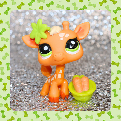 Littlest Pet Shop Authentic LPS #2402 Orange Giraffe Green Eyes (EURO Exclusive)