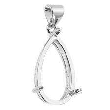 Blank Pendant Tray, 10 x 18 mm Drop-Shaped Bezel Tray Setting, Silver
