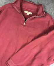 Tommy Bahama Sweater Mens 2XL Red Quarter Zip Pullover Mock Neck Cotton